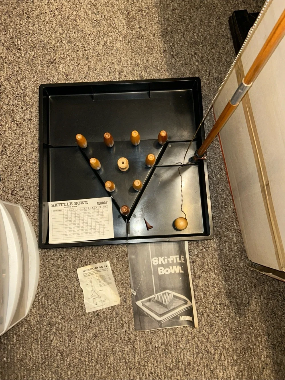 Aurora Skittle-Bowl Skill & Action Sports Board Game, 1970’s, *Missing One Pin*
